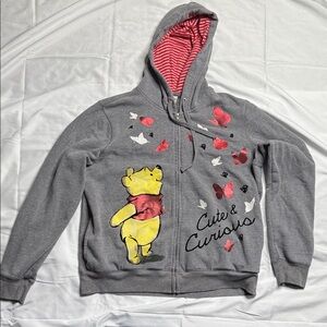 Disney Gray Hoodie with Pooh and Butterfly Designs